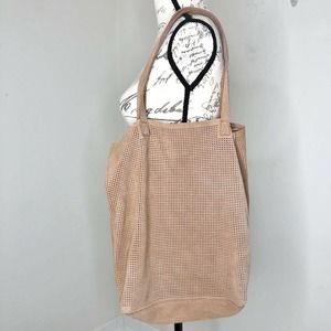 Monserat De Lucca Orado Perforated Suede Tote In Natural/Tan Genuine Leather